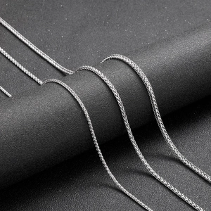 Sleek silver wheat link chain necklace in polished stainless steel for men and women