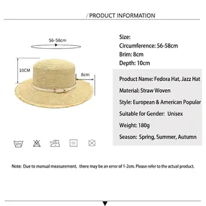 Flat top straw sun hat for women with buckle belt and stylish frayed brim detail