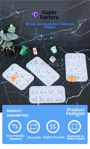 Detailed food-grade silicone molds for DIY straw toppers in butterfly and heart shapes