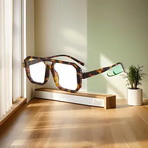 Classic double bridge tortoise shell sunglasses for men and women with UV protection
