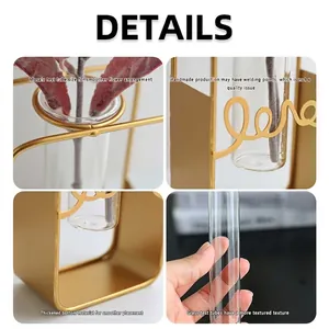 Modern gold Nordic test tube flower vase with glass container and love letter design