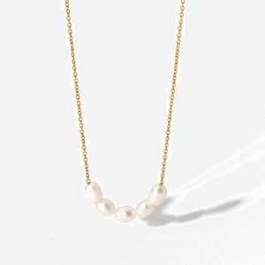 Stainless Steel Necklace With Freshwater Pearl Baroque Irregular 18K Gold Plated Elegant Jewelry For Women Clavicle Chain