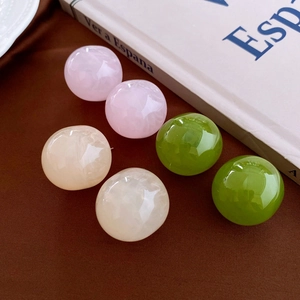 Round Ball Stud Earrings Resin Marble Pattern With 925 Sterling Silver Earring Post Minimalist Fashion Jewelry For Women