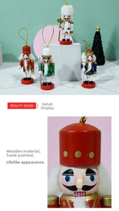 Set of four 10cm wooden nutcracker soldiers in red, green, blue and white colors