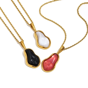 18K gold plated necklace set with baroque pearl style teardrop pendants in three colors