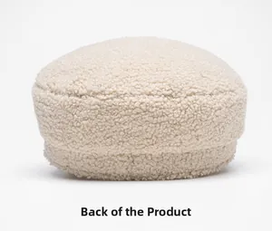 Rear view detail showing the thick fuzzy texture of a beige lamb wool military hat