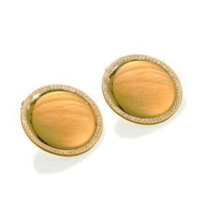 Elegant 18K gold-plated stainless steel round stud earrings with halo cubic zirconia