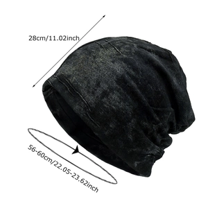 Acid wash slouchy beanie for men and women, vintage street style knit cap 28cm height