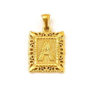 18K gold plated stainless steel square necklace featuring a hollow letter A pendant