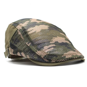 Breathable camo mesh ivy cap in olive green with adjustable silver buckle for sun protection