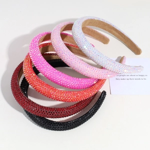 Baroque style colorful rhinestone padded headbands set in six vibrant luxury colors