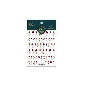 Pro TENSOR TS-779 thin adhesive nail stickers featuring red and yellow floral tulip patterns