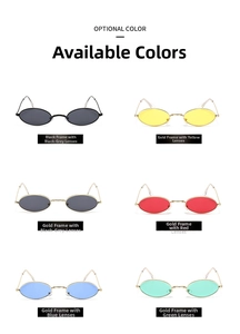 Collage of retro oval metal sunglasses featuring various tinted lenses and frames