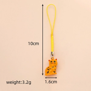 Detail showing cartoon cat charm dimensions of 10cm length and 1.6cm width in yellow