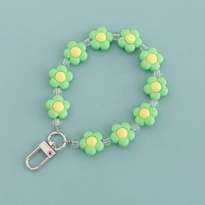 Acryl Madeliefje Bloem Sleutelhanger Schattig Bloemen Kralen Tas Bedel Polsband Telefoon Riem Auto Sleutelring Accessoires Cadeau
