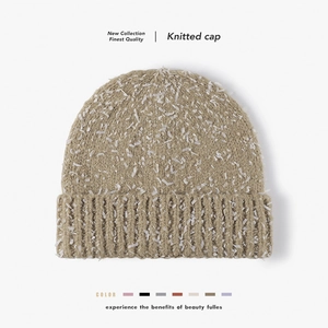 Women Winter Knitted Beanie Hat Warm Thick Acrylic Snowflake Texture Outdoor Versatile Soft Fashion Cold Weather Cap