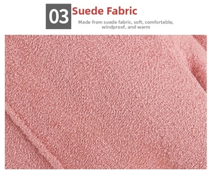 Detail of pink suede fabric showing soft texture for windproof thermal winter gloves