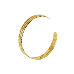 French retro 18K gold plated stainless steel wheat pattern open bangle bracelet for women