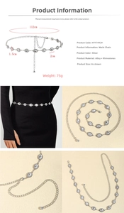 Catena da corpo in strass argento con design a maglie ovali per abiti estivi da mare