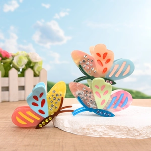Luxury Butterfly Acetate Hair Claw Clip Rhinestone Hollow Out Marble Texture Colorful Shark Hair Accessories For Women