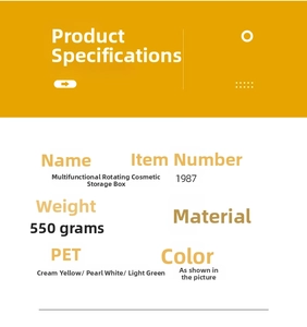 Rotating cosmetics organizer specs with PET material and multi-color options