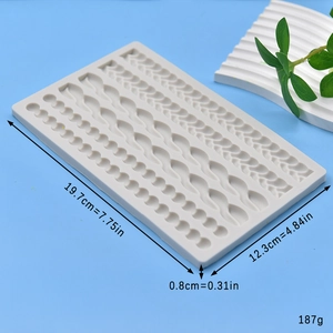 Moule en silicone pour motifs de corde et perles mesurant 19,7x12,3x0,8 cm pour fondant