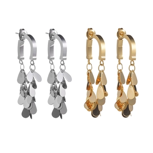 Boucles d'oreilles bohèmes vintage à pampilles en or et argent avec pétales en métal fluides