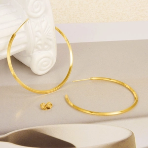 Orecchini a cerchio minimalisti in oro acciaio inossidabile 304 con finitura lucida