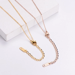 Detail of 18KGP rose gold extension chain and lobster clasp on heart necklace
