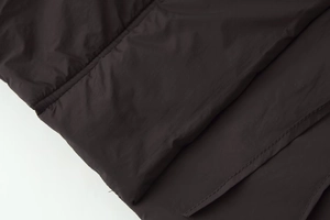 Close-up of precise stitching and durable fabric texture on a long-sleeve cotton jacket