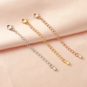 Chaînes d'extension en acier inoxydable avec fermoirs homard en or argent et or rose
