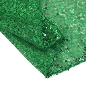 Green sequin mesh fabric tablecloth for weddings and events on white background