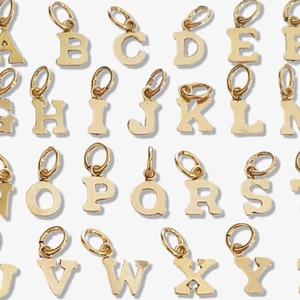 Complete set of golden stainless steel alphabet pendants A-Z for personalized jewelry
