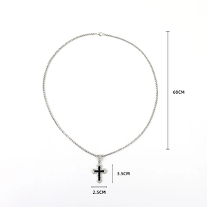 Detailed size specifications for hip hop cross necklace with 60cm chain and 3.5cm pendant