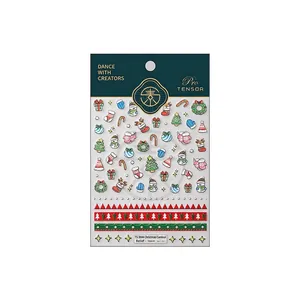 3D embossed Christmas nail stickers TS-3844 with colorful snowman and tree patterns