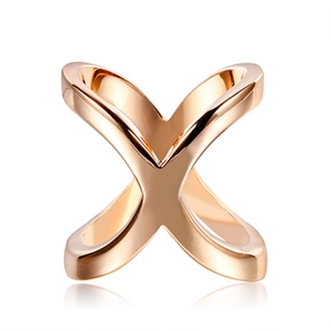 Modern rose gold X-shaped scarf buckle with geometric cross design and polished finish