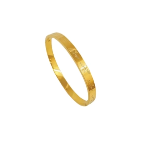 Classic gold Love Forever engraved stainless steel heart bangle bracelet for women