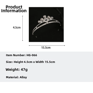 Detailed sizing specifications for silver bridal crown featuring teardrop crystals