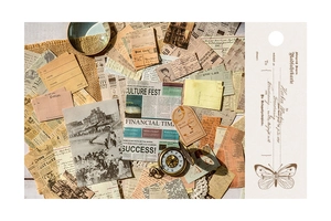Macro shot of vintage style scrapbooking papers with butterflies and antique textures