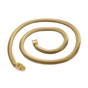 Collana a catena piatta a serpente color oro da 8 mm con chiusura a scatto pieghevole