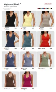 Collection of 11 vibrant colors for halter neck V-neck yoga sports bras for women
