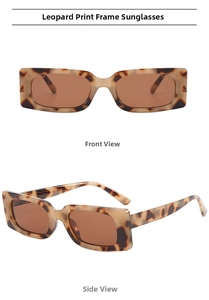 Retro square narrow tortoise shell sunglasses with tea lenses showing front and side view