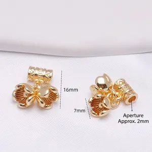 14K gold plated lily of the valley flower charm with 16mm height and 2mm hole for DIY jewelry