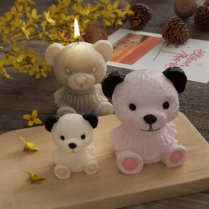 Diamond textured bear candle silicone mold for DIY resin crafts and home decor