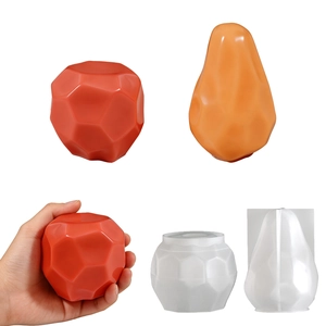 3D Geometric Fruit Silicone Mold Apple Pear Shape DIY Handmade Scented Candle Resin Plaster Crafts Soap Making Tool Modern Minimalist