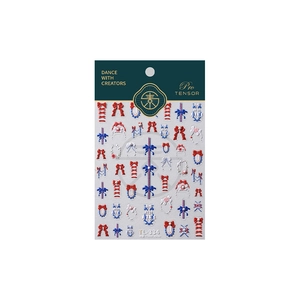 5D embossed cartoon bow nail stickers in red and blue colors, model TL-334 nail art