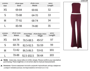 Guide des tailles détaillé pour l'ensemble sportswear haut bandeau et pantalon