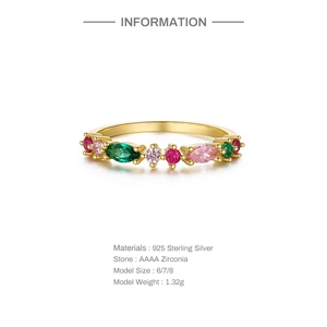 Detail view showing material specs and sizes for the S925 silver colored zircon ring