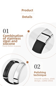 Close-up of polished stainless steel and black silicone band showing industrial texture