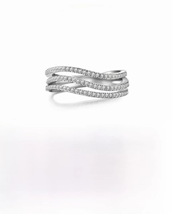 Detailed size specifications for S925 sterling silver multilayer wave ring with 5A zircons